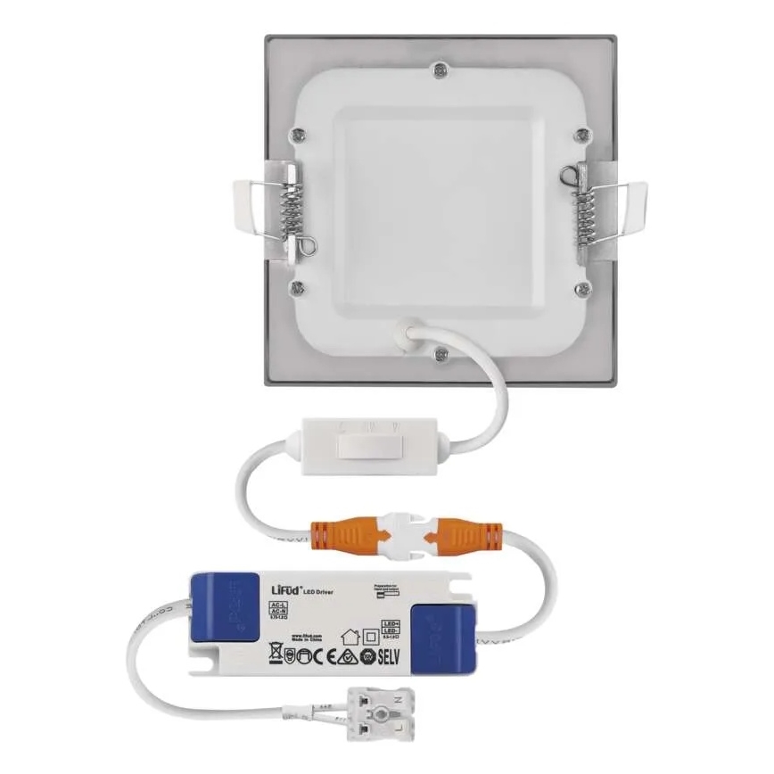 Εντοιχισμένο LED φωτιστικό NEXXO LED/7W/230V 3000/3500/4000K ασημί 12x12 cm