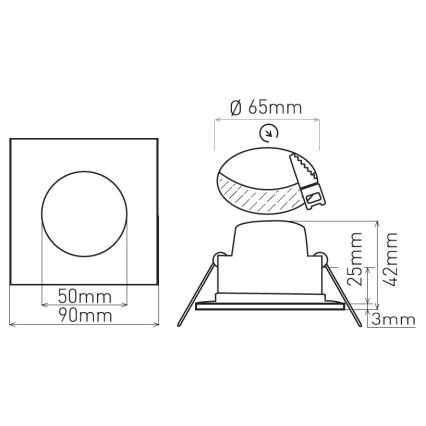 Εντοιχισμένο LED φωτιστικό μπάνιου BONO LED/5W/230V 3000K IP65 μαύρο