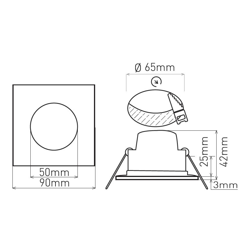Εντοιχισμένο LED φωτιστικό μπάνιου BONO LED/5W/230V 3000K IP65 μαύρο