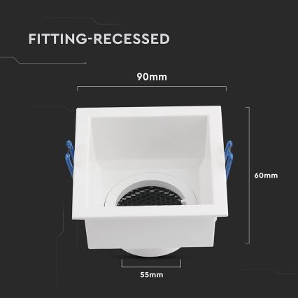 Εντοιχισμένο φωτιστικό GU10 9x9 εκ. λευκό