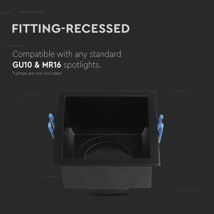 Εντοιχιζόμενο φωτιστικό GU10 9x9 εκ. μαύρο
