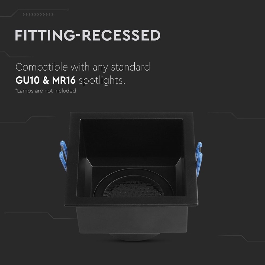Εντοιχιζόμενο φωτιστικό GU10 9x9 εκ. μαύρο