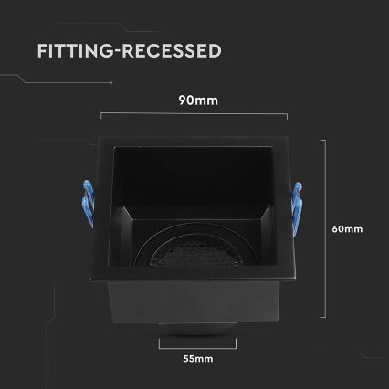 Εντοιχιζόμενο φωτιστικό GU10 9x9 εκ. μαύρο