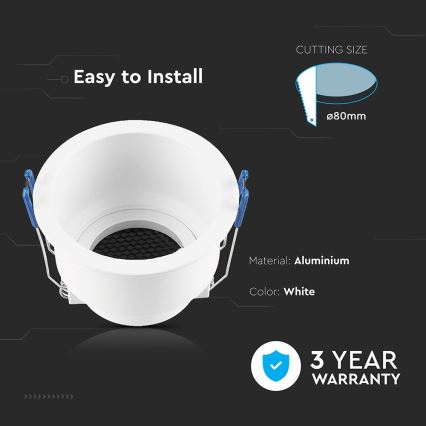 Εντοιχιζόμενο φωτιστικό GU10 διάμετρος 9 εκ. λευκό