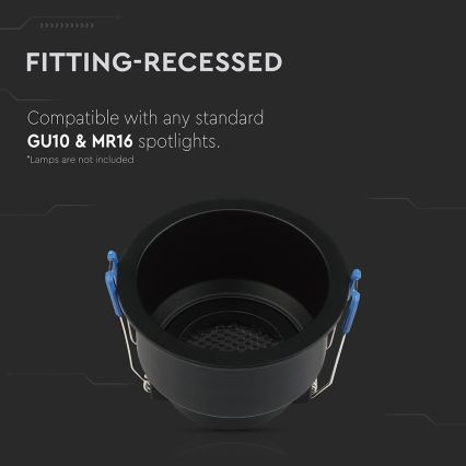 Εντοιχιζόμενο φωτιστικό GU10 διάμετρος 9 εκ. μαύρο