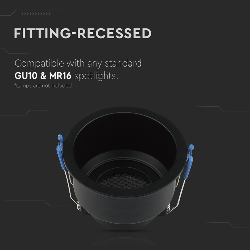 Εντοιχιζόμενο φωτιστικό GU10 διάμετρος 9 εκ. μαύρο