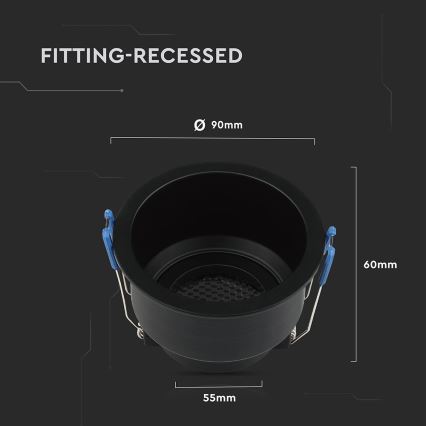 Εντοιχιζόμενο φωτιστικό GU10 διάμετρος 9 εκ. μαύρο