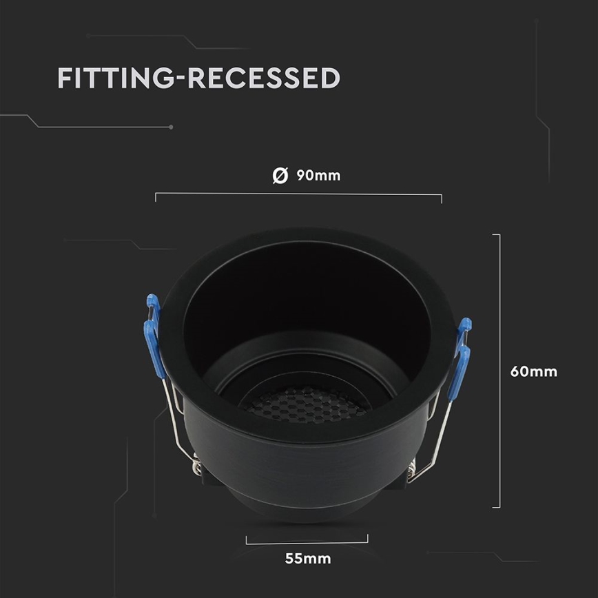 Εντοιχιζόμενο φωτιστικό GU10 διάμετρος 9 εκ. μαύρο
