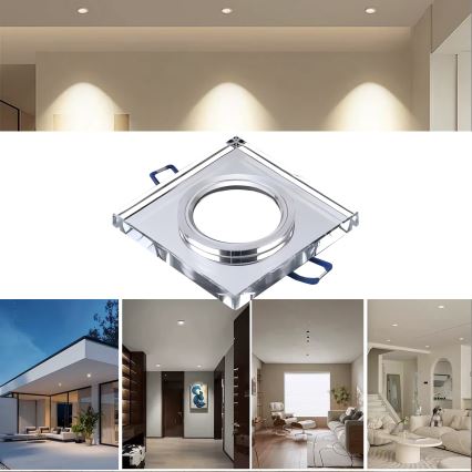 Εντοιχιζόμενο φωτιστικό οροφής 1xGU10/MR16/10W/230V, 9x9 εκ., γυαλιστερό χρώμιο