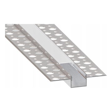 Εντοιχιζόμενο προφίλ για LED ταινίες 1 m ασημί/λευκό