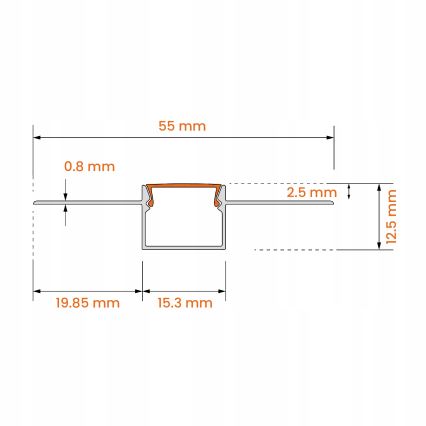 Εντοιχιζόμενο προφίλ για LED ταινίες 1 m ασημί/λευκό