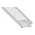 Εντοιχιζόμενο προφίλ για ταινίες LED, 1 m, ασημί/λευκό