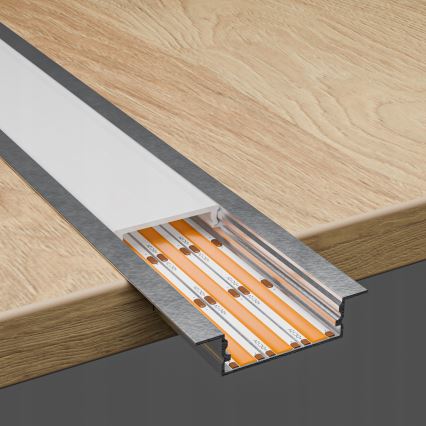 Εντοιχιζόμενο προφίλ για ταινίες LED, 1 m, ασημί/λευκό