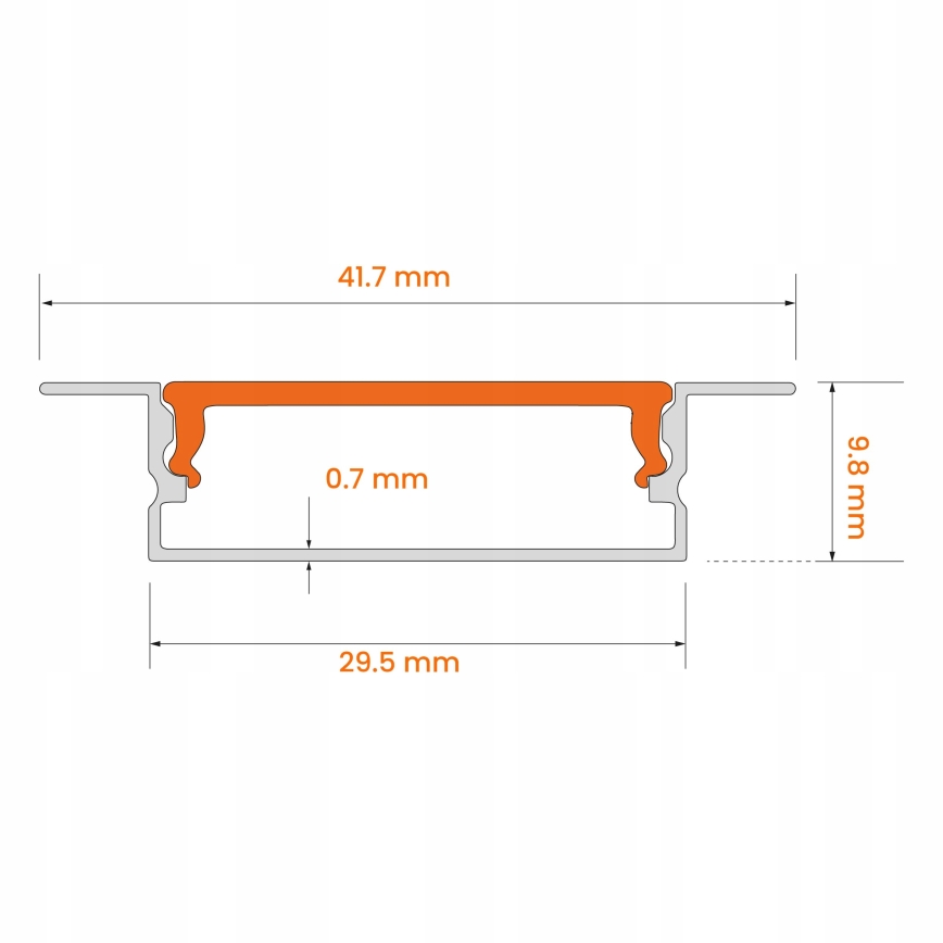 Εντοιχιζόμενο προφίλ για ταινίες LED, 1 m, ασημί/λευκό