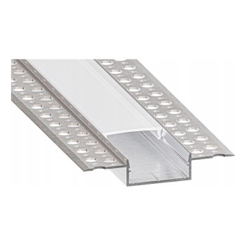 Εντοιχιζόμενο προφίλ για ταινίες LED, μήκος 1 m, ασημί/λευκό