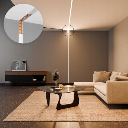 Εντοιχιζόμενο προφίλ για ταινίες LED, μήκος 1 m, ασημί/λευκό