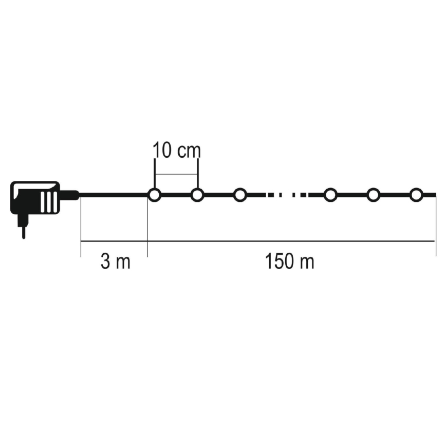 LED Εξωτερικά λαμπιόνια 1500xLED/230V 8 λειτουργίες 153 m IP44 θερμό λευκό + τηλεχειριστήριο