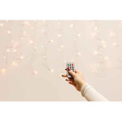 LED Ρυθμιζόμενη εξωτερική  κουρτίνα CURTAIN 360xLED/8,4W/230V 2x2 m IP44 θερμό λευκό + τηλεχειριστήριο