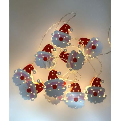 Εξωτερική γιρλάντα LED 10xLED/2xAA 1,65 m IP44 θερμό λευκό santa