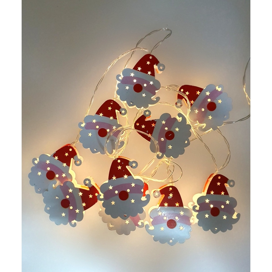 Εξωτερική γιρλάντα LED 10xLED/2xAA 1,65 m IP44 θερμό λευκό santa