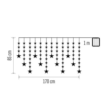 Εξωτερική γιρλάντα LED 120xLED 3xAA 1,7 m IP44 θερμό λευκό
