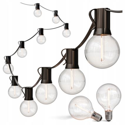 Εξωτερική διακοσμητική γιρλάντα LED, 25xE12/1W/230V, μήκους 17,5 m, IP65, μαύρη