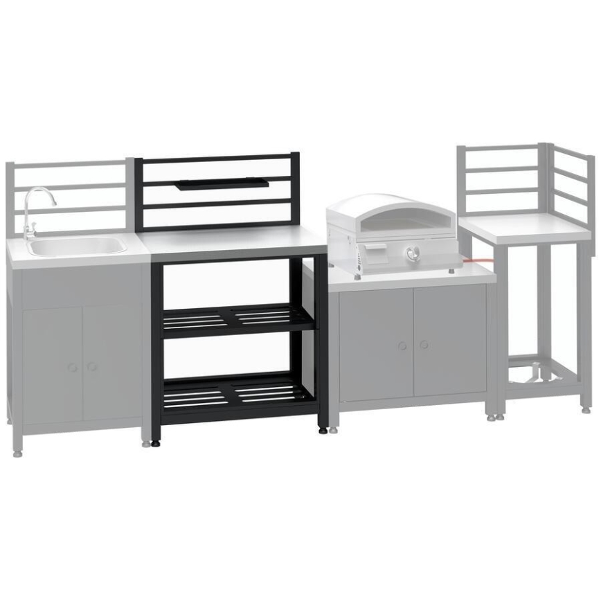 Εξωτερική μονάδα - τραπέζι 80x47x123 cm, σε μαύρο και ανοξείδωτο ατσάλι