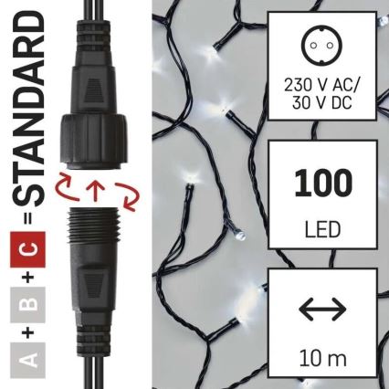 Εξωτερική χριστουγεννιάτικη γιρλάντα LED 100xLED/10m IP44 ψυχρό λευκό