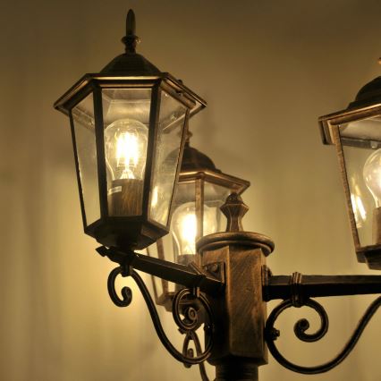 Εξωτερικό φωτιστικό 3xE27/20W/230V IP43 2,58 μ. πατίνα