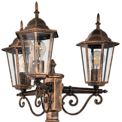 Εξωτερικό φωτιστικό 3xE27/20W/230V IP43 2,58 μ. πατίνα