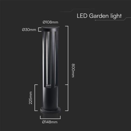 Εξωτερικό φωτιστικό LED/10W/230V 3000K IP65 80 cm μαύρο