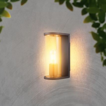 Εξωτερικό φωτιστικό τοίχου 1xE27/60W/230V IP44 μαύρο/καπνιστό γυαλί