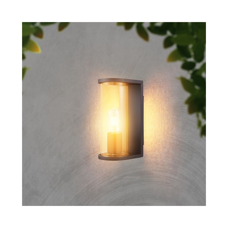 Εξωτερικό φωτιστικό τοίχου 1xE27/60W/230V IP44 μαύρο/καπνιστό γυαλί