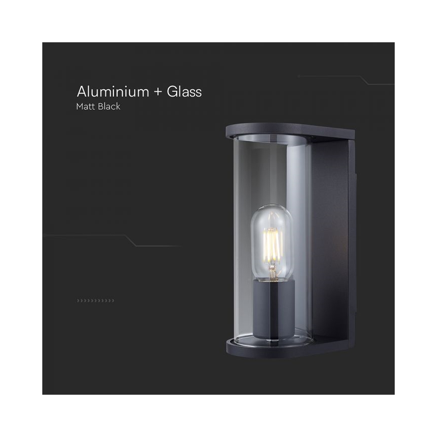 Εξωτερικό φωτιστικό τοίχου 1xE27/60W/230V IP44 μαύρο/καπνιστό γυαλί