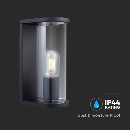 Εξωτερικό φωτιστικό τοίχου 1xE27/60W/230V IP44 μαύρο/καπνιστό γυαλί