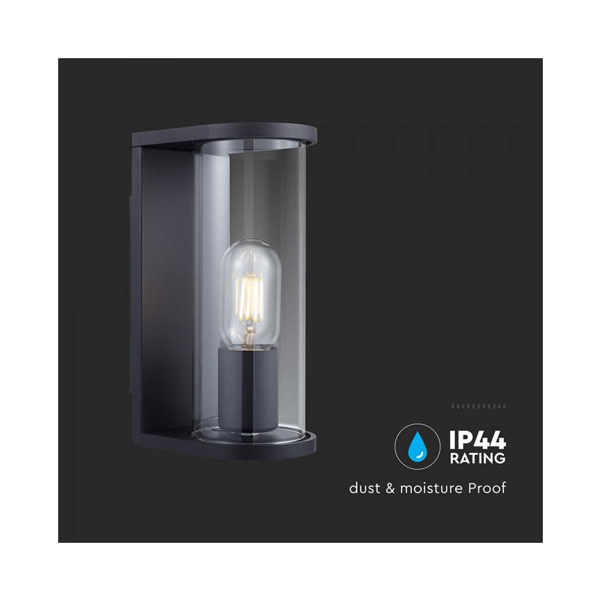 Εξωτερικό φωτιστικό τοίχου 1xE27/60W/230V IP44 μαύρο/καπνιστό γυαλί
