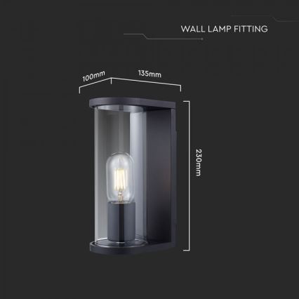Εξωτερικό φωτιστικό τοίχου 1xE27/60W/230V IP44 μαύρο/καπνιστό γυαλί