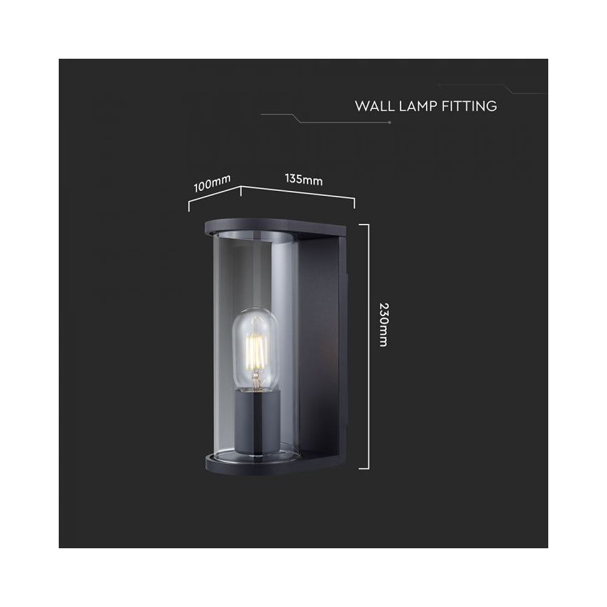 Εξωτερικό φωτιστικό τοίχου 1xE27/60W/230V IP44 μαύρο/καπνιστό γυαλί