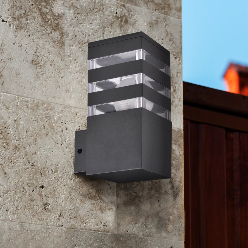 Εξωτερικό επιτοίχιο φωτιστικό TEKSAS 1xE27/12W/230V IP44 ανθρακί