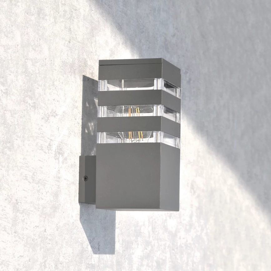 Εξωτερικό επιτοίχιο φωτιστικό TEKSAS 1xE27/12W/230V IP44 ανθρακί