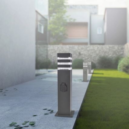 Εξωτερικό φωτιστικό με πρίζα TEKSAS 1xE27/20W/230V 44 cm IP44 ανθρακί