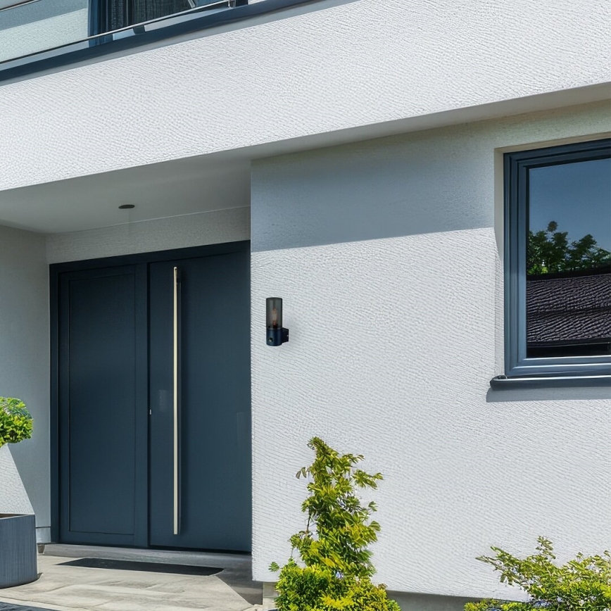 Εξωτερικό επιτοίχιο φωτιστικό με αισθητήρα κίνησης HARLEM 1xE27/60W/230V IP44 μαύρο