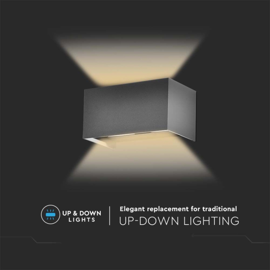 Εξωτερικό επιτοίχιο φωτιστικό LED/24W/230V 3000K IP65 ανθρακί