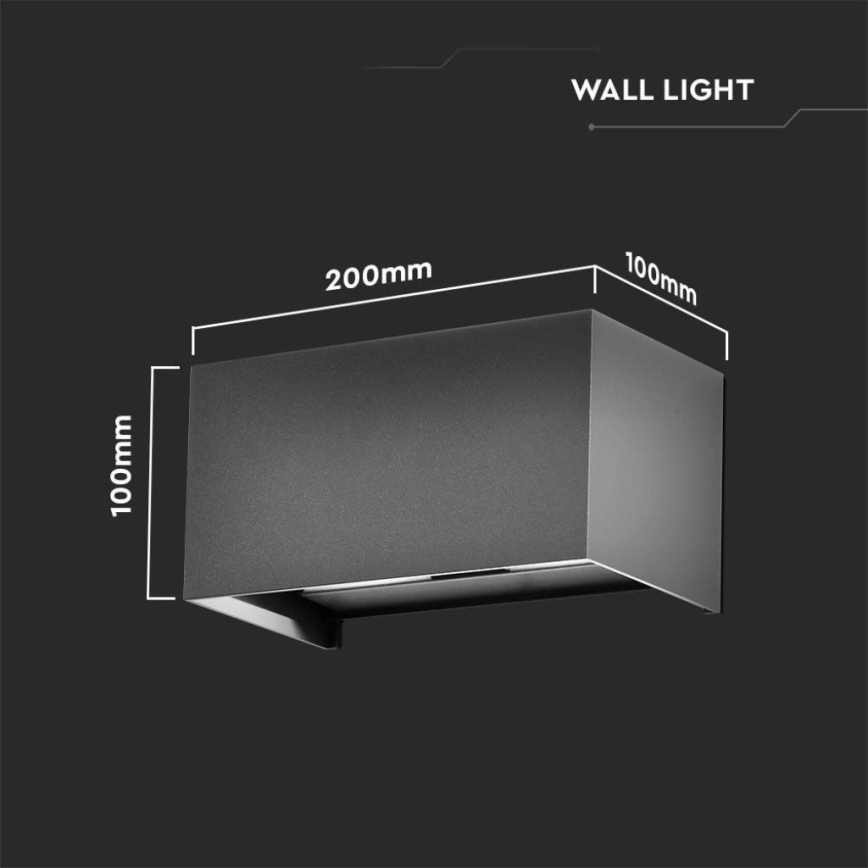 Εξωτερικό επιτοίχιο φωτιστικό LED/24W/230V 3000K IP65 ανθρακί