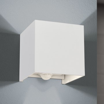 Εξωτερικό επιτοίχιο φωτιστικό LED με αισθητήρα κίνησης και λυκόφωτος CUBE-S LED/13W/230V IP54 λευκό