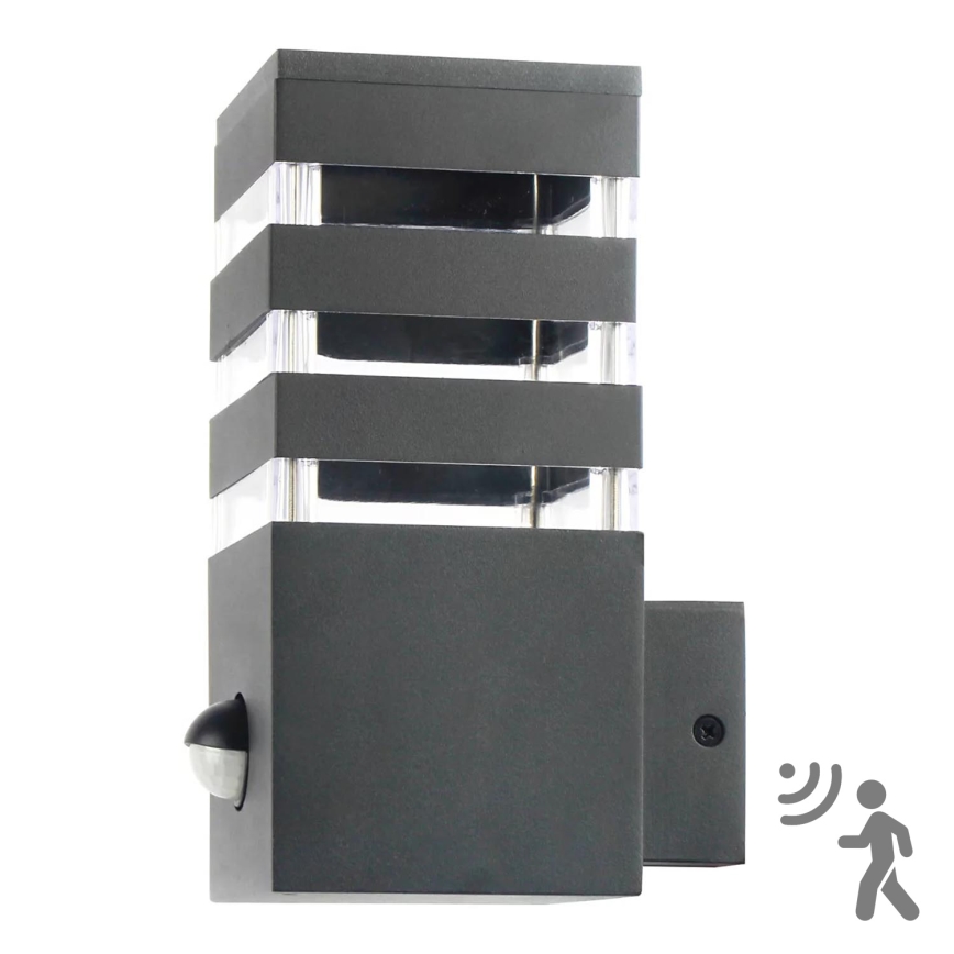 Εξωτερικό επιτοίχιο φωτιστικό με αισθητήρα TEKSAS 1xE27/12W/230V IP44 ανθρακί