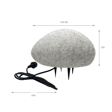 Εξωτερικό διακοσμητικό φωτιστικό LUMISTONE 1xE27/15W/230V IP65 Ø 31,8 cm