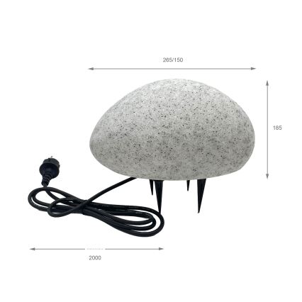 Εξωτερικό διακοσμητικό φωτιστικό LUMISTONE 1xE27/15W/230V IP65, διάμετρος 26,5 εκ.