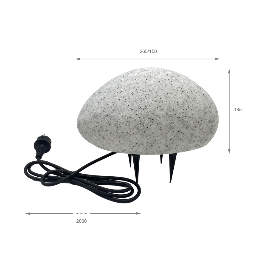Εξωτερικό διακοσμητικό φωτιστικό LUMISTONE 1xE27/15W/230V IP65, διάμετρος 26,5 εκ.