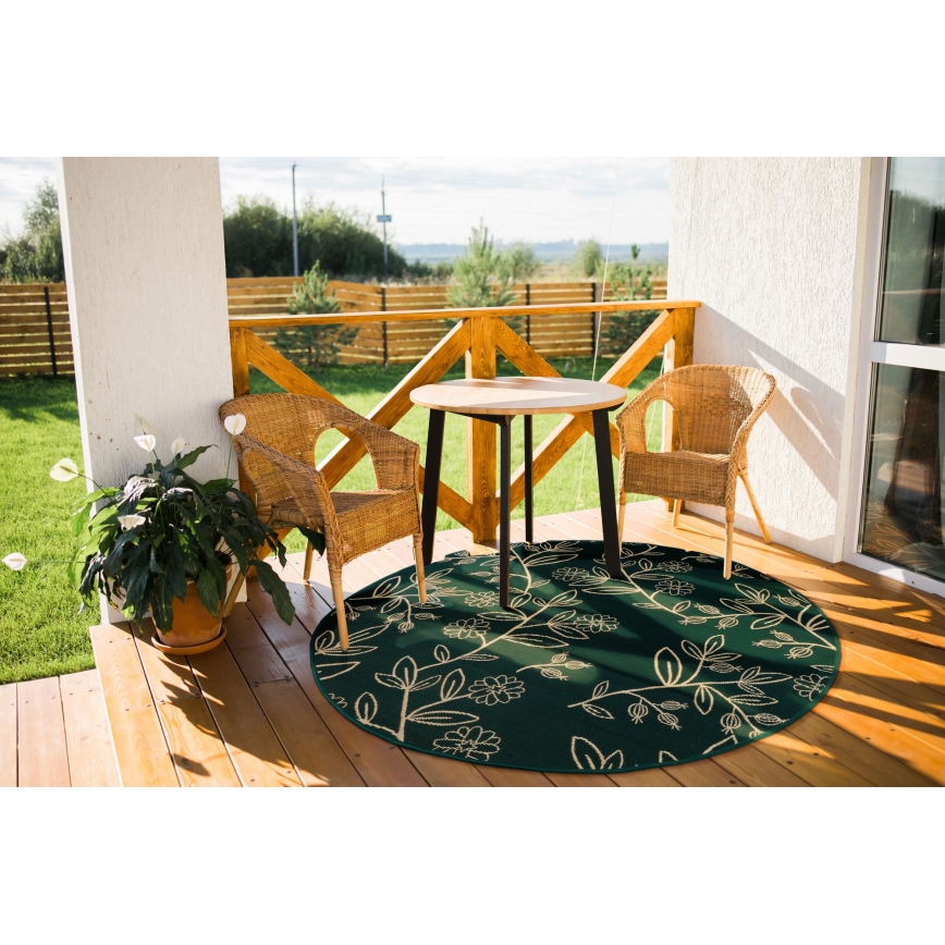 Εξωτερικό χαλί JUNGLE 135 cm πράσινο/μοτίβο φύλλων